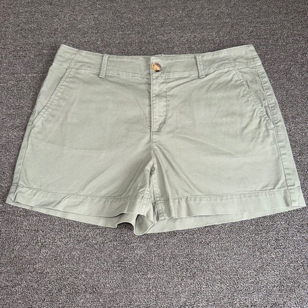 LOFT Monroe 4 Inch Shorts Womens 8 Sage Green Olive Chino Twill Stretch Cotton